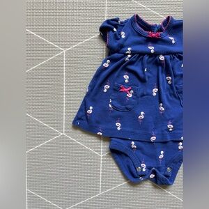 Carters|Baby girl navy Blue onesie Dress in Flamingo Print,novelty print•••3M